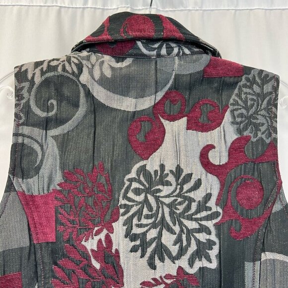 Christopher & Banks Womens Vest Multicolor Floral Waist Length Buttons Collar S - Picture 7 of 11
